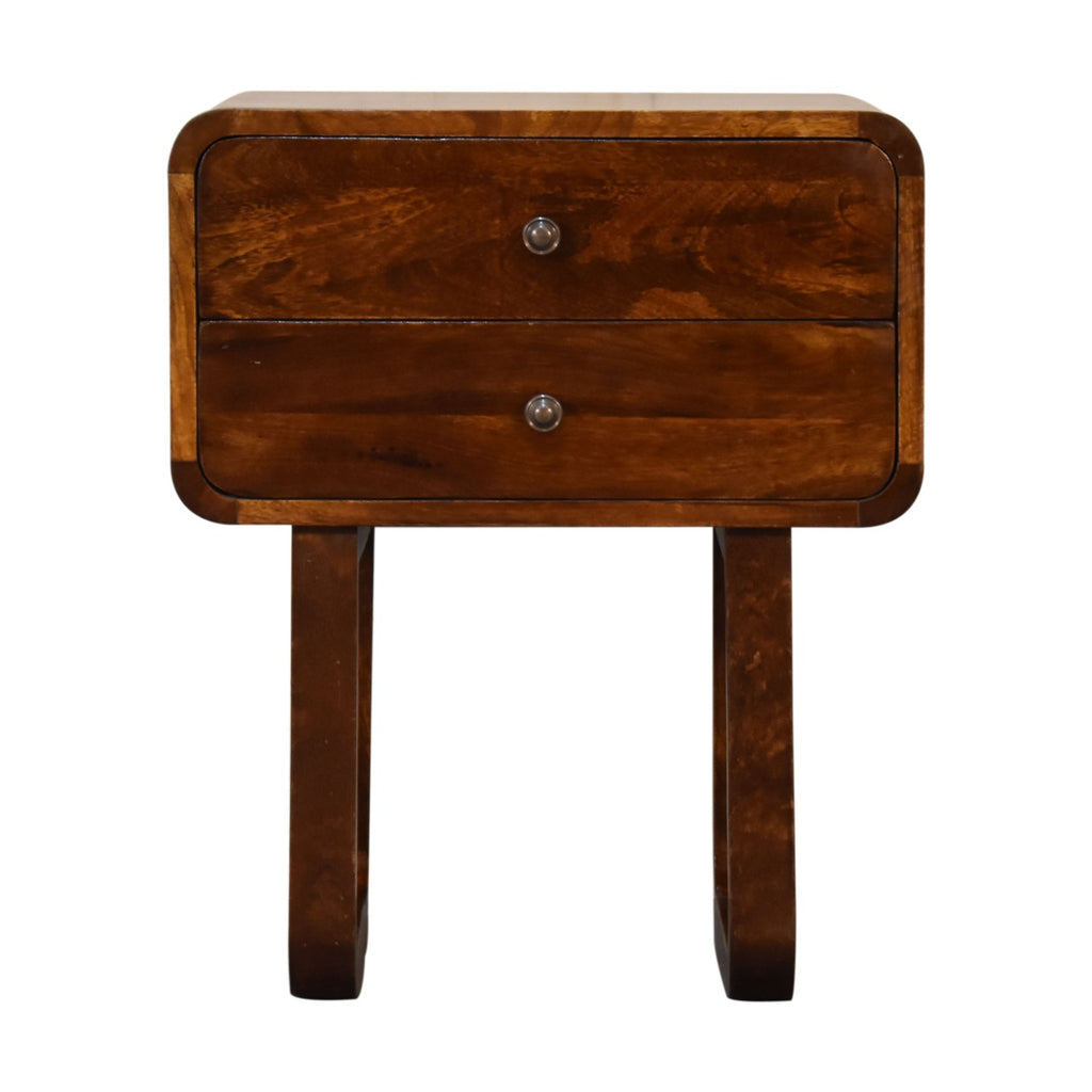 U-Curved Chestnut Bedside