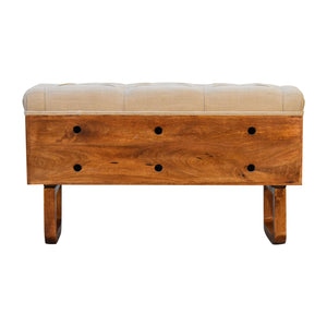 IN2146 - U-Shape Chestnut Diamond Carved Mud Linen Storage Bench