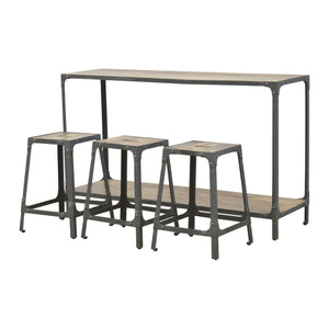 Iron Kitchen Table with 3 Nesting Stools