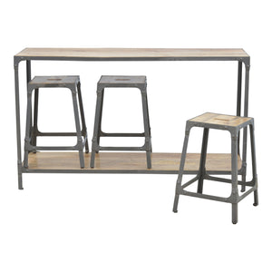 Iron Kitchen Table with 3 Nesting Stools