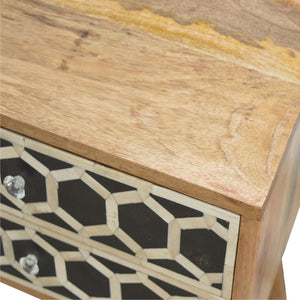 Bone Inlay Bedside with 2 Drawers