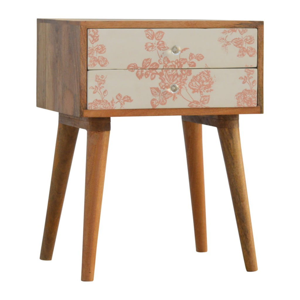 Pink Floral Screen Printed Bedside