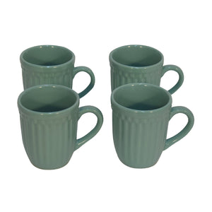 Sea Green Ribbed Mug Set of 4