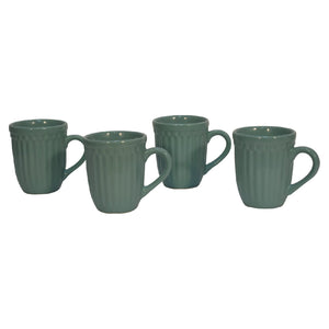 Sea Green Ribbed Mug Set of 4