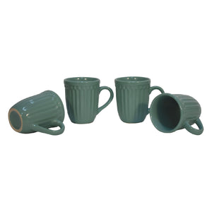 Sea Green Ribbed Mug Set of 4