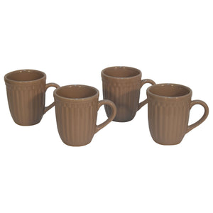 Beige Ribbed Mug Set of 4