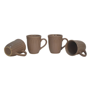 Beige Ribbed Mug Set of 4