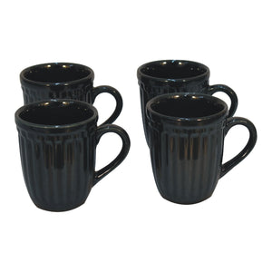 Black Ribbed Mug Set of 4