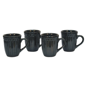 Black Ribbed Mug Set of 4