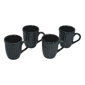 Black Ribbed Mug Set of 4