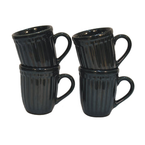 Black Ribbed Mug Set of 4