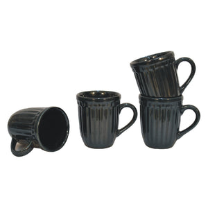 Black Ribbed Mug Set of 4