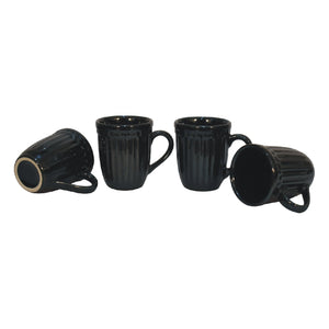 Black Ribbed Mug Set of 4