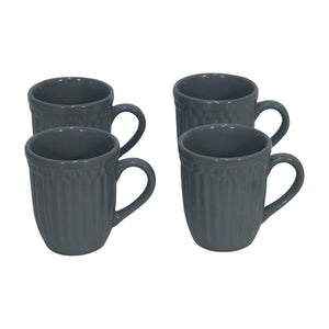 Charcoal Grey Ribbed Mug Set of 4