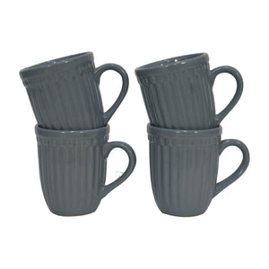 Charcoal Grey Ribbed Mug Set of 4