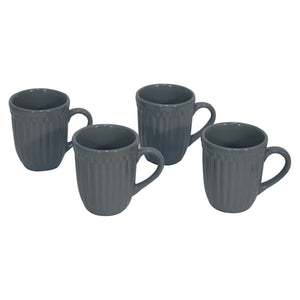 Charcoal Grey Ribbed Mug Set of 4