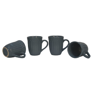 Charcoal Grey Ribbed Mug Set of 4