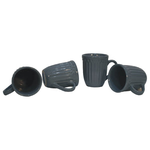 Charcoal Grey Ribbed Mug Set of 4