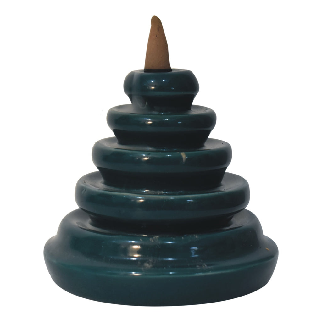 Teal Waterfall Back Flow Burner Fountain Set (Cone Fragrances - Mango, Apple, Pineapple & OrangeInsence Fragrances - Amber, Lavender, Oudh & Woods)