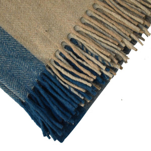 Queen Size Selin Blue Wool Throw