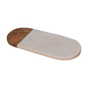 White Marble and Wood Chopping Board