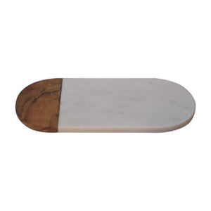 White Marble and Wood Chopping Board