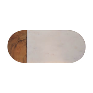 White Marble and Wood Chopping Board