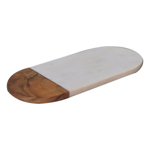 White Marble and Wood Chopping Board