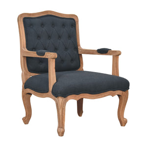 Navy Blue Linen French Style Chair