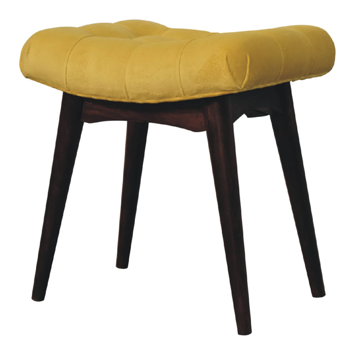 IN3302 - Mini Mustard Cotton Velvet Curved Bench