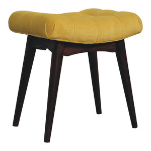 IN3302 - Mini Mustard Cotton Velvet Curved Bench