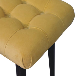 IN3302 - Mini Mustard Cotton Velvet Curved Bench