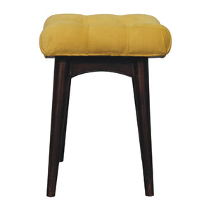 IN3302 - Mini Mustard Cotton Velvet Curved Bench