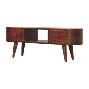 Chestnut Rounded Coffee Table with Open Slot