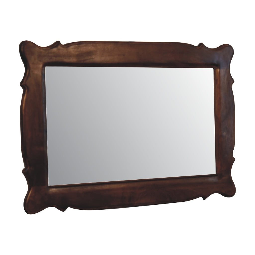 IN3317 - Chestnut Wooden Hand Carved Oblong Frame with Mirror