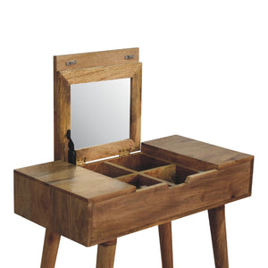 Mini Oak-ish Dressing Table with Foldable Mirror