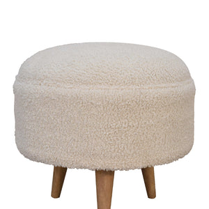 Cream Boucle Rounded Footstool