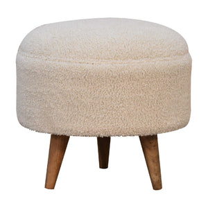 Cream Boucle Rounded Footstool