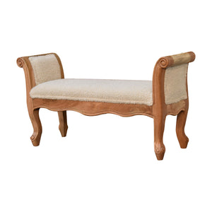 Boucle Cream French Style Bench