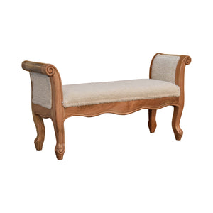 Boucle Cream French Style Bench