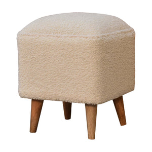 Cream Boucle Squoval Footstool