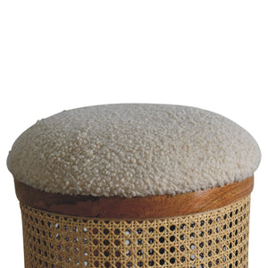 IN3460 - Rattan Footstool with Boucle Seat