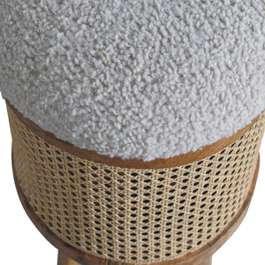 IN3460 - Rattan Footstool with Boucle Seat