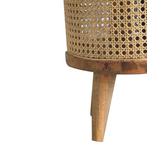 IN3460 - Rattan Footstool with Boucle Seat