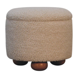 Cream Boucle Storage Footstool