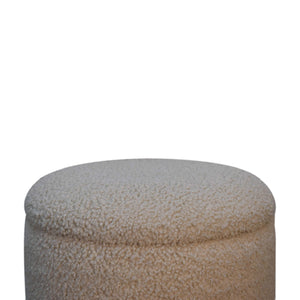 Cream Boucle Storage Footstool