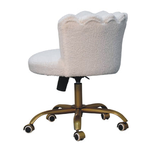 White Boucle Swivel Chair