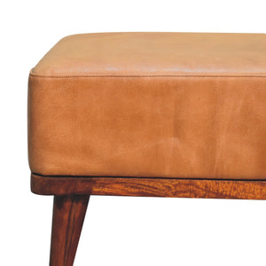 Tan Buffalo Leather Tan Footstool