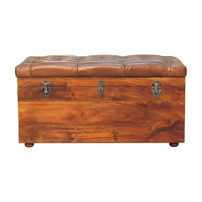 Buffalo Hide Chestnut Storage Trunk