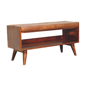 Chestnut Bench with Brown Leather Seatpad